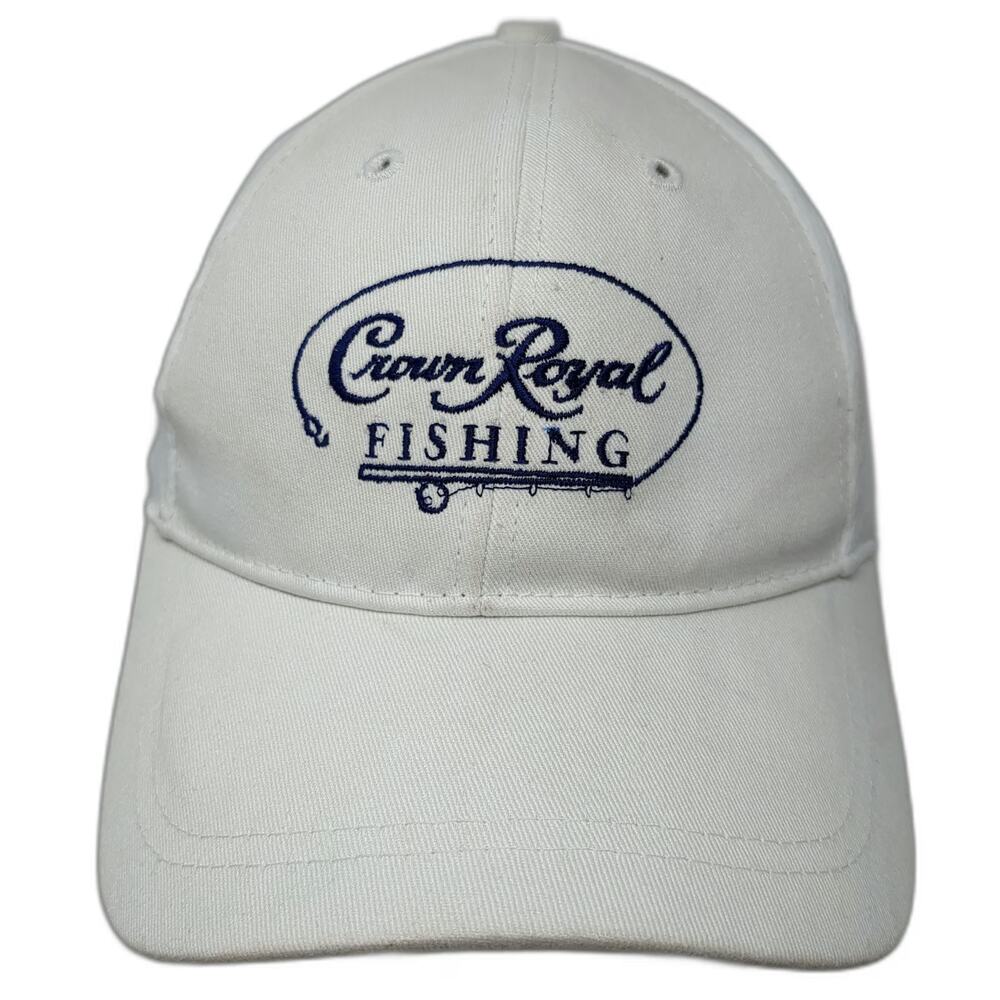 Crown Royal Baseball Cap White One Size Fishing Mesh Back Strapback Logo Hat